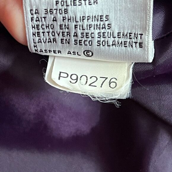 Kasper Womens Blazer Wool Blend Zip Collar Office Purple Knit - Picture 8 of 8